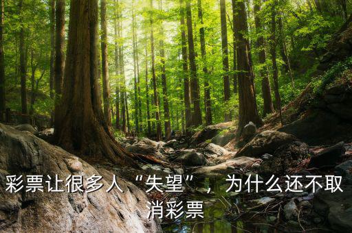 彩票讓很多人“失望”，為什么還不取消彩票