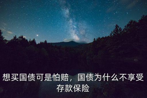 想買國債可是怕賠，國債為什么不享受存款保險