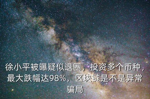 徐小平被曝疑似退圈，投資多個(gè)幣種，最大跌幅達(dá)98%，區(qū)塊鏈?zhǔn)遣皇钱惓ｒ_局
