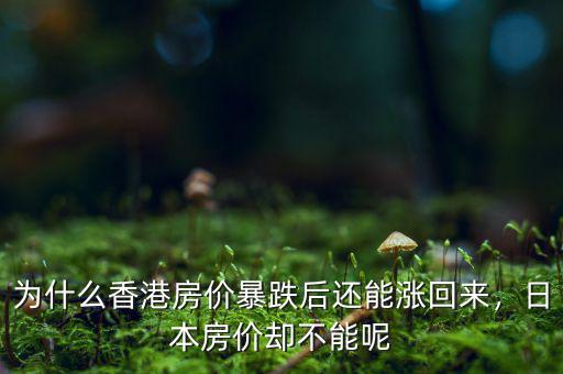 為什么香港房價暴跌后還能漲回來，日本房價卻不能呢