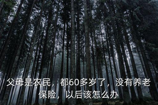 父母是農(nóng)民，都60多歲了，沒有養(yǎng)老保險，以后該怎么辦