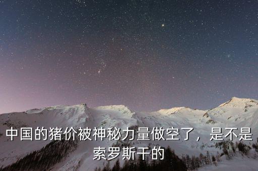 中國(guó)的豬價(jià)被神秘力量做空了，是不是索羅斯干的