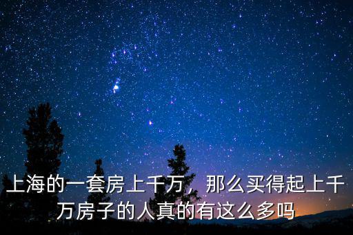 上海的一套房上千萬，那么買得起上千萬房子的人真的有這么多嗎