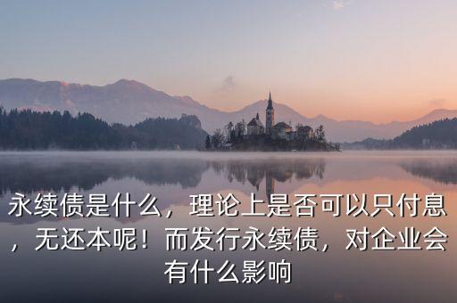 永續(xù)債是什么，理論上是否可以只付息，無(wú)還本呢！而發(fā)行永續(xù)債，對(duì)企業(yè)會(huì)有什么影響