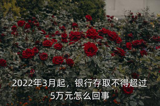 2022年3月起，銀行存取不得超過5萬元怎么回事