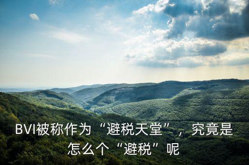 BVI被稱作為“避稅天堂”，究竟是怎么個“避稅”呢