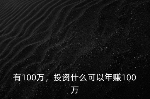 有100萬(wàn)，投資什么可以年賺100萬(wàn)