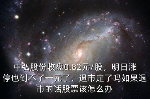中弘股份收盤0.82元/股，明日漲停也到不了一元了，退市定了嗎如果退市的話股票該怎么辦