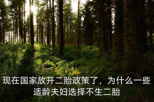 現(xiàn)在國(guó)家放開二胎政策了，為什么一些適齡夫婦選擇不生二胎