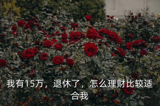 我有15萬，退休了，怎么理財(cái)比較適合我