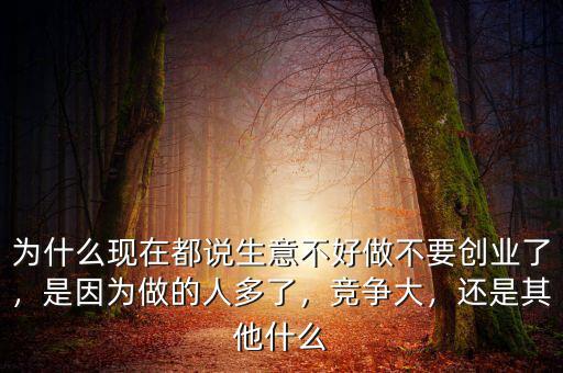 為什么現(xiàn)在都說生意不好做不要?jiǎng)?chuàng)業(yè)了，是因?yàn)樽龅娜硕嗔?，競爭大，還是其他什么