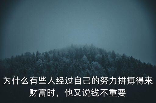 為什么有些人經(jīng)過自己的努力拼搏得來財(cái)富時，他又說錢不重要