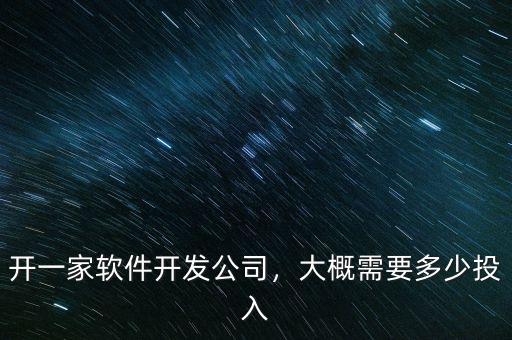 開(kāi)一家軟件開(kāi)發(fā)公司，大概需要多少投入