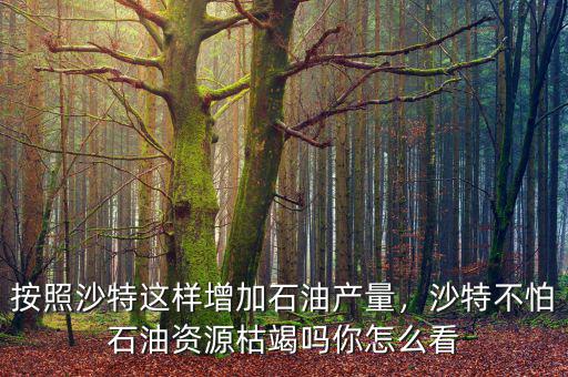 按照沙特這樣增加石油產(chǎn)量，沙特不怕石油資源枯竭嗎你怎么看