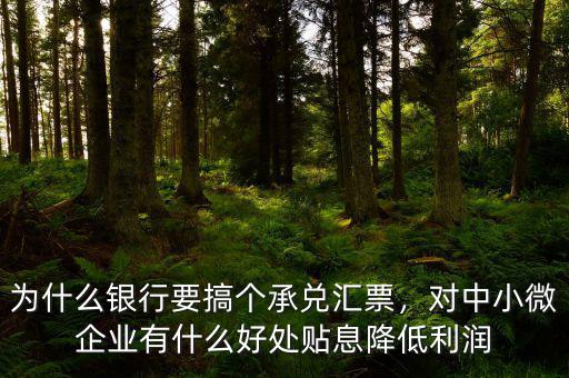 為什么銀行要搞個承兌匯票，對中小微企業(yè)有什么好處貼息降低利潤