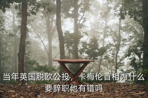 當(dāng)年英國(guó)脫歐公投，卡梅倫首相為什么要辭職他有錯(cuò)嗎
