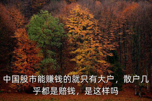 中國(guó)股市能賺錢(qián)的就只有大戶(hù)，散戶(hù)幾乎都是賠錢(qián)，是這樣嗎