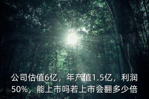 公司估值6億，年產(chǎn)值1.5億，利潤50%，能上市嗎若上市會翻多少倍
