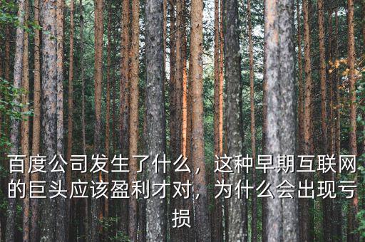 百度公司發(fā)生了什么，這種早期互聯(lián)網(wǎng)的巨頭應(yīng)該盈利才對，為什么會出現(xiàn)虧損