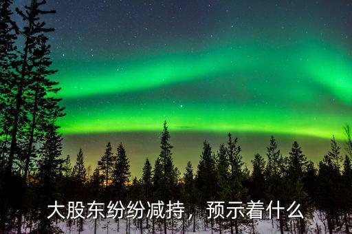 大股東紛紛減持，預(yù)示著什么