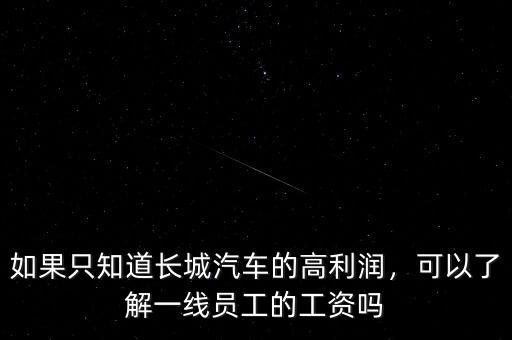 如果只知道長城汽車的高利潤，可以了解一線員工的工資嗎