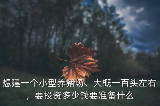 想建一個小型養(yǎng)豬場，大概一百頭左右，要投資多少錢要準備什么