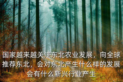 國家越來越關(guān)注東北農(nóng)業(yè)發(fā)展，向全球推薦東北，會(huì)對(duì)東北產(chǎn)生什么樣的發(fā)展會(huì)有什么新興行業(yè)產(chǎn)生