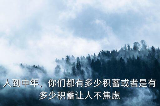 人到中年，你們都有多少積蓄或者是有多少積蓄讓人不焦慮