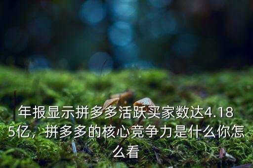 年報(bào)顯示拼多多活躍買家數(shù)達(dá)4.185億，拼多多的核心競(jìng)爭(zhēng)力是什么你怎么看