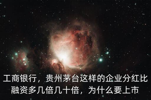 工商銀行，貴州茅臺(tái)這樣的企業(yè)分紅比融資多幾倍幾十倍，為什么要上市