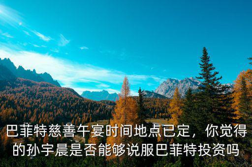 巴菲特慈善午宴時(shí)間地點(diǎn)已定，你覺得的孫宇晨是否能夠說服巴菲特投資嗎