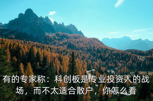 有的專家稱：科創(chuàng)板是專業(yè)投資人的戰(zhàn)場(chǎng)，而不太適合散戶，你怎么看