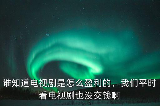 誰知道電視劇是怎么盈利的，我們平時看電視劇也沒交錢啊