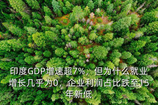 印度GDP增速超7%，但為什么就業(yè)增長幾乎為0，企業(yè)利潤占比跌至15年新低