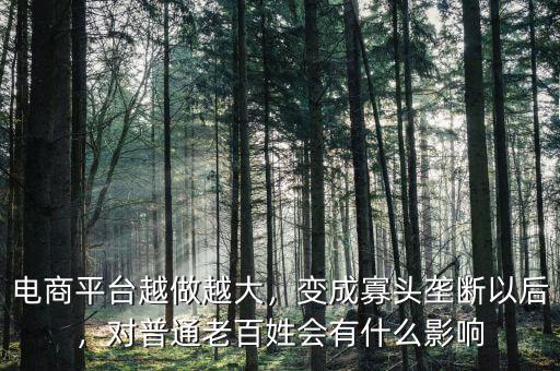 電商平臺(tái)越做越大，變成寡頭壟斷以后，對(duì)普通老百姓會(huì)有什么影響