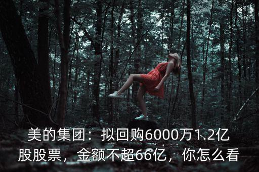 美的集團：擬回購6000萬1.2億股股票，金額不超66億，你怎么看