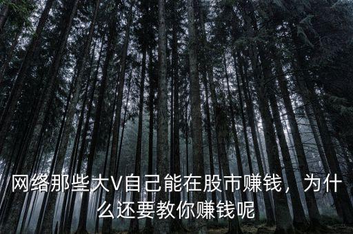 網(wǎng)絡(luò)那些大V自己能在股市賺錢(qián)，為什么還要教你賺錢(qián)呢