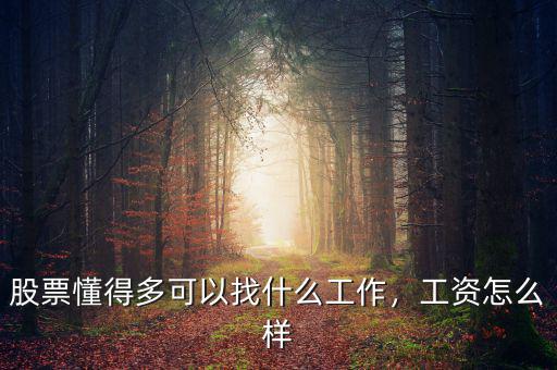 股票懂得多可以找什么工作，工資怎么樣
