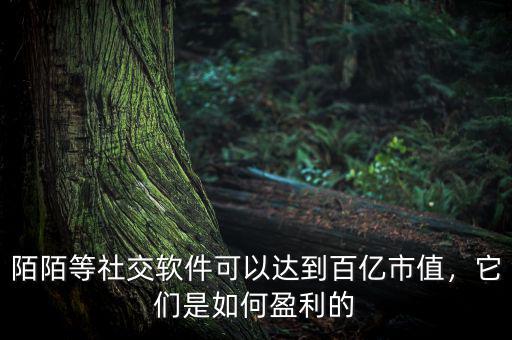 陌陌等社交軟件可以達(dá)到百億市值，它們是如何盈利的