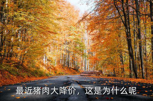 最近豬肉大降價，這是為什么呢