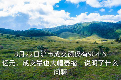8月22日滬市成交額僅有984.6億元，成交量也大幅萎縮，說明了什么問題