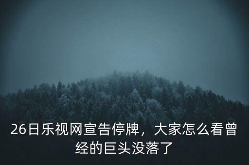 26日樂視網(wǎng)宣告停牌，大家怎么看曾經(jīng)的巨頭沒落了