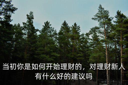 當(dāng)初你是如何開始理財?shù)?，對理財新人有什么好的建議嗎