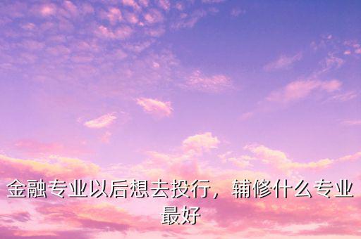 金融專業(yè)以后想去投行，輔修什么專業(yè)最好
