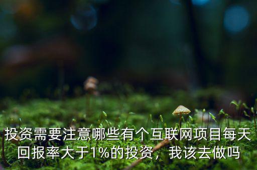投資需要注意哪些有個互聯(lián)網(wǎng)項目每天回報率大于1%的投資，我該去做嗎