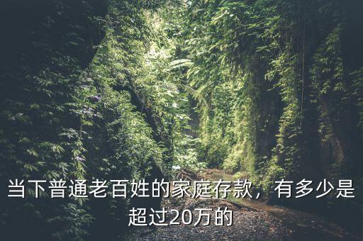 當下普通老百姓的家庭存款，有多少是超過20萬的