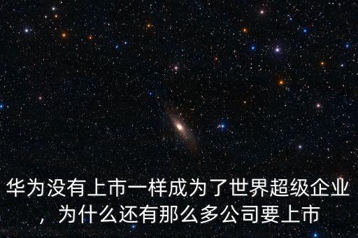 華為沒有上市一樣成為了世界超級(jí)企業(yè)，為什么還有那么多公司要上市