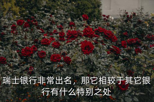 瑞士銀行非常出名，那它相較于其它銀行有什么特別之處