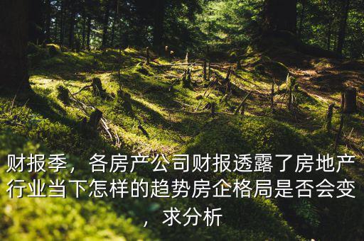 財報季，各房產公司財報透露了房地產行業(yè)當下怎樣的趨勢房企格局是否會變，求分析