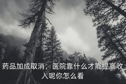 藥品加成取消，醫(yī)院靠什么才能提高收入呢你怎么看